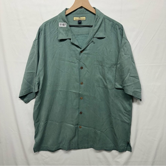 Tommy Bahama Men’s 100% Silk Camp Shirt Green XL - Picture 1 of 9